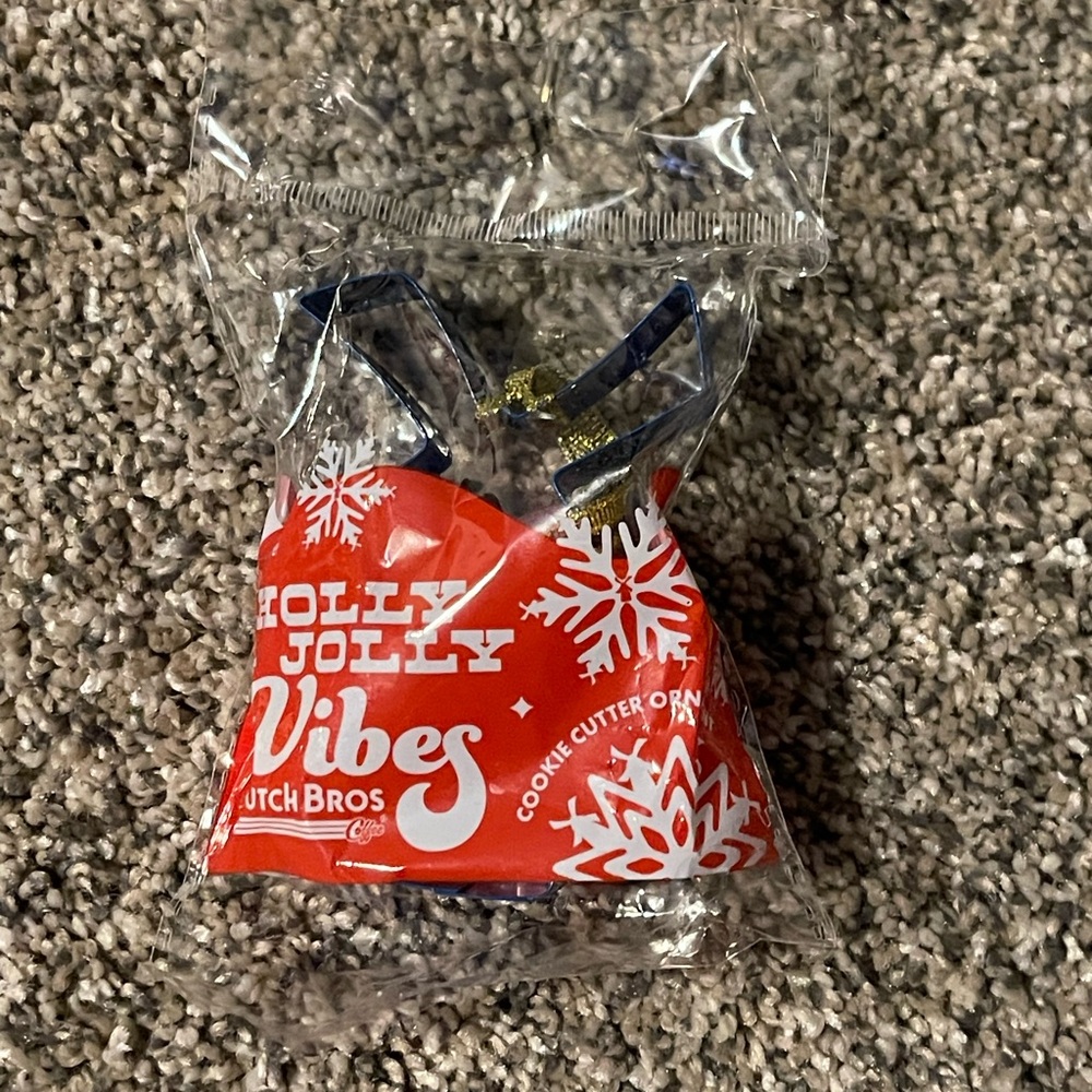 Dutch Bros Red and Blue Cookie Cutter Ornament